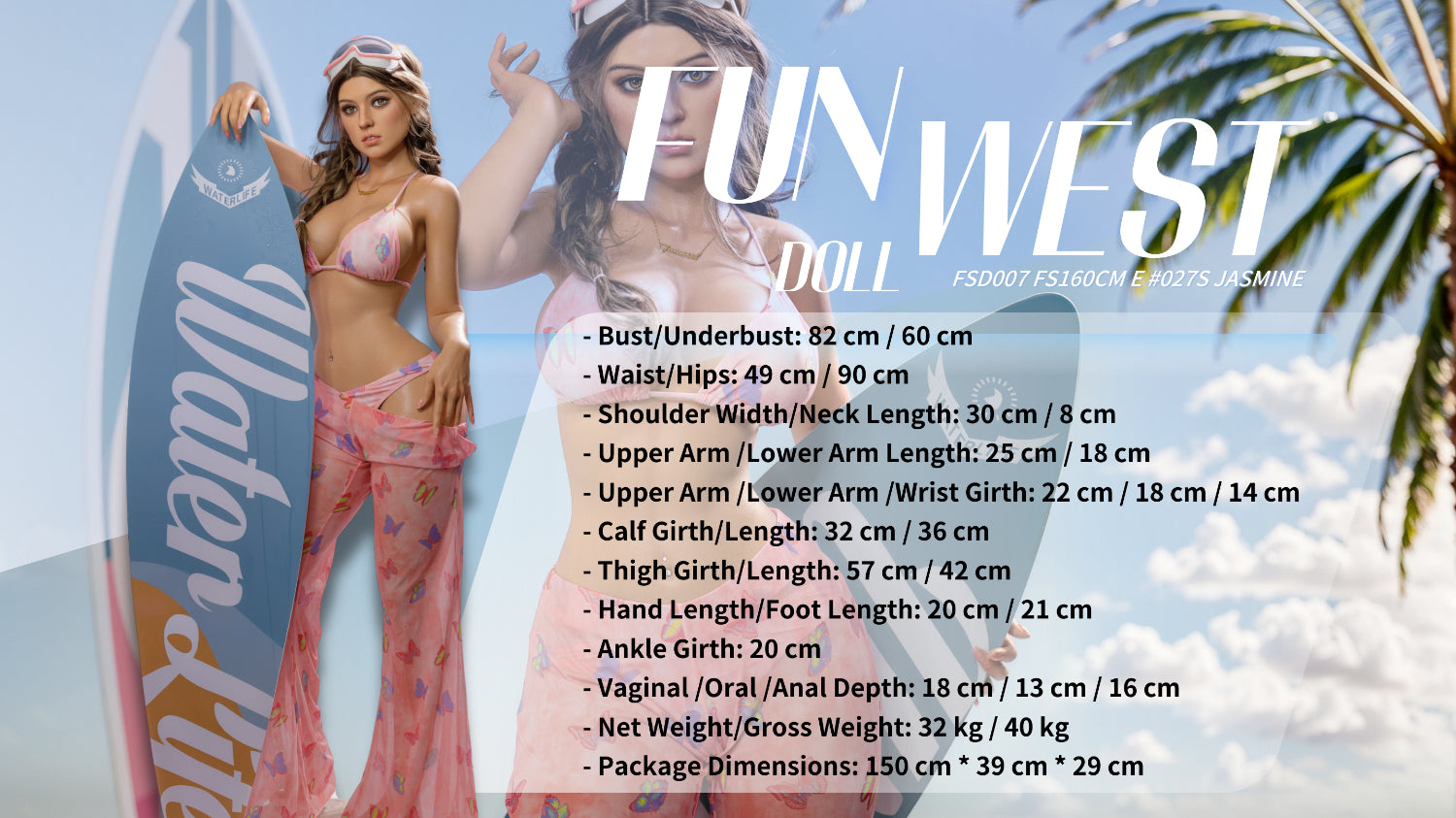 FunWest Doll 160 cm E Silicone - European Jasmine