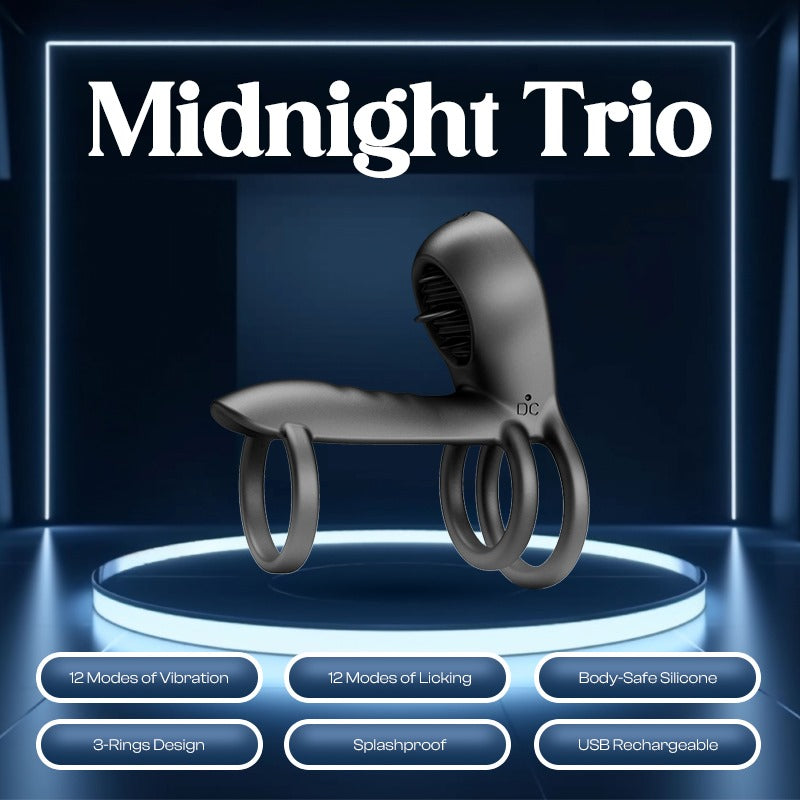 Midnight Trio – Three-ring Vibrating Cock Ring